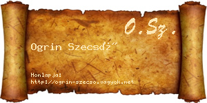 Ogrin Szecső névjegykártya